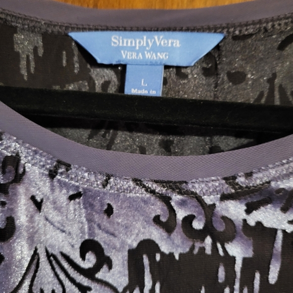 Simply Vera Wang Whimsigoth Velvet Burnout Top Size Large Purple Fairy Grunge - Picture 5 of 6